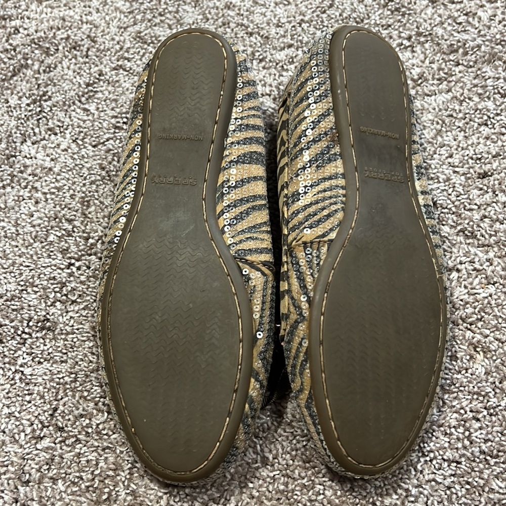 Sperry Size 8 Brown Zebra And Sequin Moccasin/Sli… - image 4
